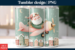 Flying Santa Christmas Tumbler PNG, Christmas tumbler wrap Product Image 1