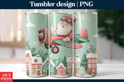 Flying Santa Christmas Tumbler PNG, Christmas tumbler wrap Product Image 1
