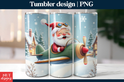 Flying Santa Christmas Tumbler PNG, Christmas tumbler wrap Product Image 1