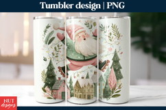 Roller Skating Santa Tumbler PNG, Christmas tumbler wrap Product Image 1