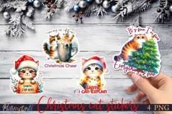 Christmas Cat Stickers | Funny Holiday Quotes | Santa, stop Product Image 1