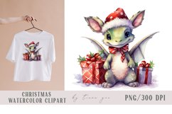 Cute Christmas dragons with gift box clipart- 4 png files Product Image 2
