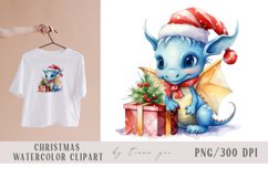 Cute Christmas dragons with gift box clipart- 4 png files Product Image 3