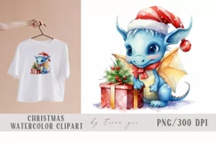 Cute Christmas dragons with gift box clipart- 4 png files Product Image 3