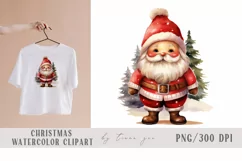 Cute watercolor Christmas Santa pillow sublimation- 1 png Product Image 2