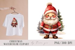 Cute watercolor Christmas gnome Santa clipart- 1 png file Product Image 1