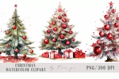 Watercolor Christmas tree pillow sublimation - 3 png files Product Image 2