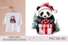 Cute watercolor Christmas panda clipart- 1 png file Product Image 1