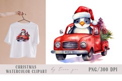 Red Christmas truck with penguin and Christmas tree- 1 png Product Image 1
