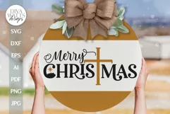 Merry Christmas SVG Christmas Door Hanger Svg Christian Svg Product Image 1