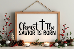 Christ the Savior Is Born Sign SVG, Farmhouse Christmas Sign Product Image 4