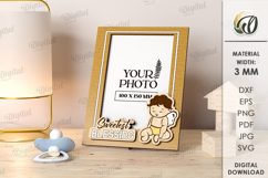 Christening Frame Laser Cut. Wooden Baby Frame SVG Product Image 1