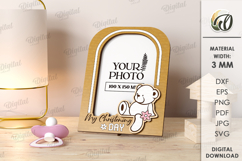 Christening Frame Laser Cut. Wooden Baby Frame SVG Product Image 1