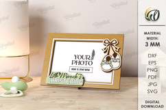 Christening Frame Laser Cut. Wooden Baby Frame SVG Product Image 1