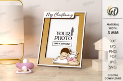 Christening Frame Laser Cut. Wooden Baby Frame SVG Product Image 1