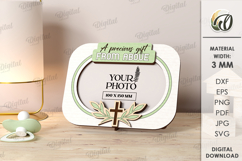 Christening Frame Laser Cut. Wooden Baby Frame SVG Product Image 1