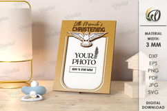 Christening Frame Laser Cut. Wooden Baby Frame SVG Product Image 1