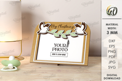 Christening Frame Laser Cut. Wooden Baby Frame SVG Product Image 1
