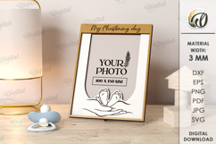 Christening Frame Laser Cut. Wooden Baby Frame SVG Product Image 1