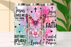 Christian 20oz Skinny Tumbler Wrap PNG, Faith Jesus Tumbler Product Image 1