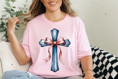 Christian Cross PNG, Pink Bow Coquette Sublimation Design Product Image 3