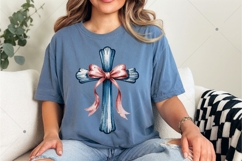 Christian Cross PNG, Pink Bow Coquette Sublimation Design Product Image 4