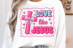 Christian Cross, Love Like Jesus Pink Bow PNG Sublimation Product Image 2