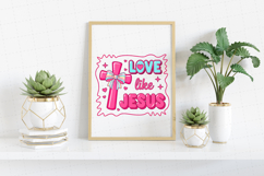 Christian Cross, Love Like Jesus Pink Bow PNG Sublimation Product Image 3