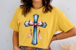 Christian Cross PNG, Pink Bow Coquette Sublimation Design Product Image 6