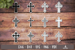 Christian Cross Earrings SVG Keychain Ornament Laser cut
