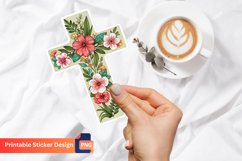Christian Cross Flower Sticker, Religious Flower Cross Art Product Image 1