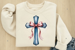 Christian Cross PNG, Pink Bow Coquette Sublimation Design Product Image 7