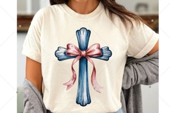 Christian Cross PNG, Pink Bow Coquette Sublimation Design Product Image 8