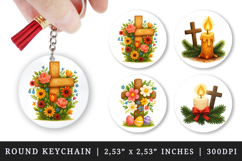 Christian faith round keychain pintable sublimation design Product Image 1