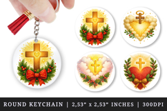 Christian faith round keychain pintable sublimation design Product Image 1