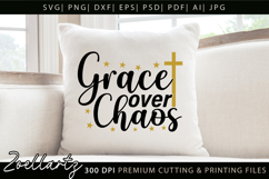 Grace Over Chaos Christian Quote SVG Jesus Faith Mom T-shirt Product Image 3
