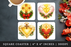 Christian faith square coaster sublimation, coasters design Product Image 1
