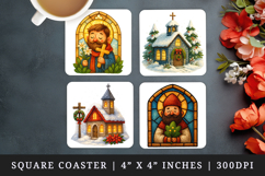 Christian faith square coaster sublimation, coasters design Product Image 1