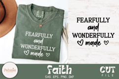 Christian faith SVG cut file on a t-shirt mockup – inspirational Bible verse quote in modern script style. Digital design in SVG, PNG, DXF and EPS formats for Cricut and Silhouette crafts – perfect for shirts, mugs, signs and gifts