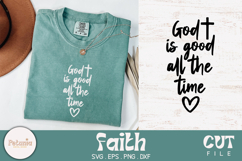 Christian faith SVG cut file on a t-shirt mockup – inspirational Bible verse quote in modern script style. Digital design in SVG, PNG, DXF and EPS formats for Cricut and Silhouette crafts – perfect for shirts, mugs, signs and gifts