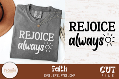 Christian faith SVG cut file on a t-shirt mockup – inspirational Bible verse quote in modern script style. Digital design in SVG, PNG, DXF and EPS formats for Cricut and Silhouette crafts – perfect for shirts, mugs, signs and gifts