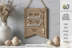 3D Christian Flag Laser Cut. Banner Flag. Wall Hanger SVG Product Image 1