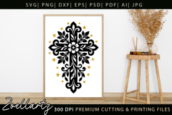 Floral Cross SVG Cut File Jesus Christian T-shirt Mug Design Product Image 6