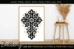 Floral Cross SVG Cut File Jesus Christian T-shirt Mug Design Product Image 6