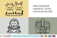 Christmas line art designs for coloring pages and printable crafts