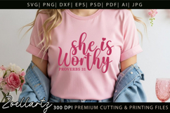 She Is Worthy Christian Quote SVG Faith Jesus T-shirt Mug Product Image 4