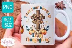 Christian mug wrap PNG for sublimation, Thanksgiving mug Product Image 1