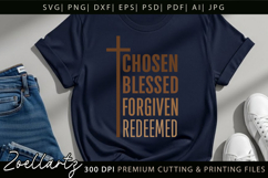 Christian SVG PNG EPS DXF Chosen Blessed Forgiven Redeemed Product Image 4