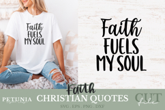 Christian Inspirational quote svg cut file being used as a religious t-shirt print