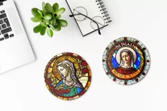 round signs, clip art, mug holder, christmas tree decorations, gift tags, mug sublimations, religious, Christian, catholic, angels, vintage, stain glass, Europe, medieval, Holy Virgin Mary